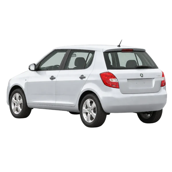 silver 2014 Skoda Fabia rear three-quarter (facing left) view