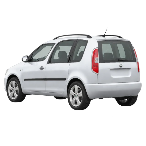 silver 2011 Skoda Roomster rear three-quarter (facing left) view
