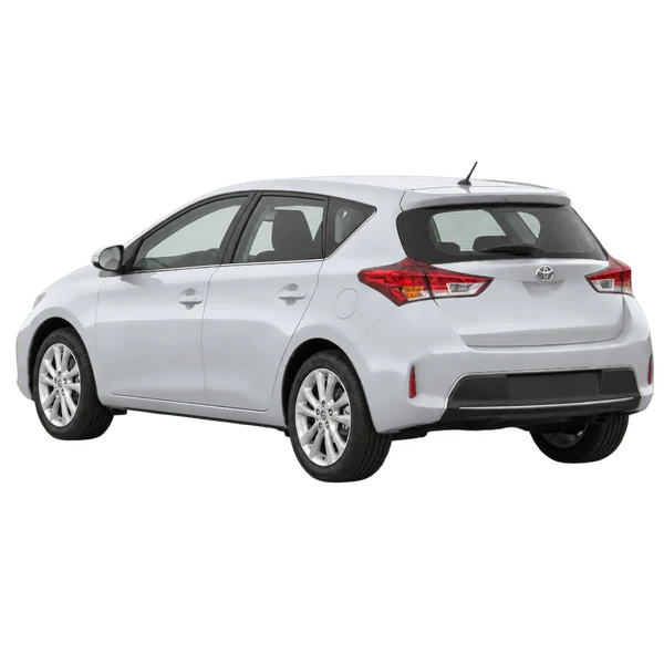 silver 2015 Toyota Auris rear three-quarter (facing left) view
