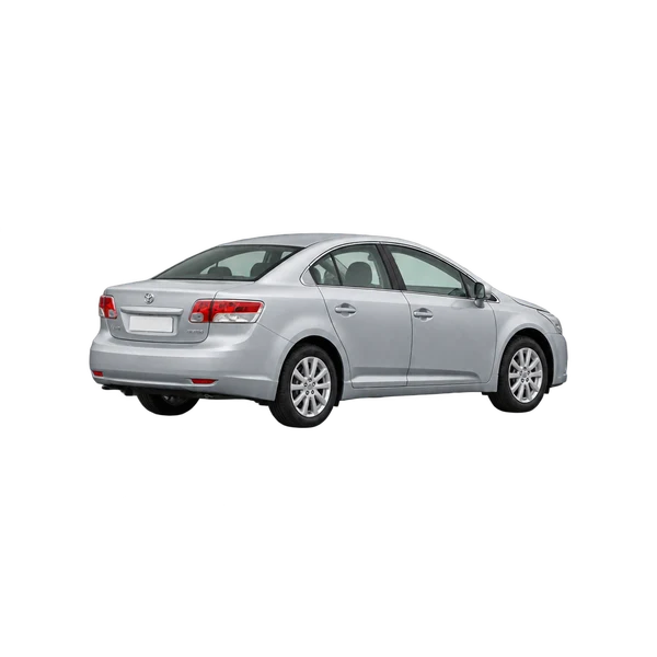 silver 2010 Toyota Avensis T2 D-4D rear three-quarter (facing left) view