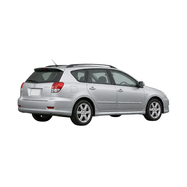 silver 2005 Toyota Caldina rear three-quarter (facing left) view