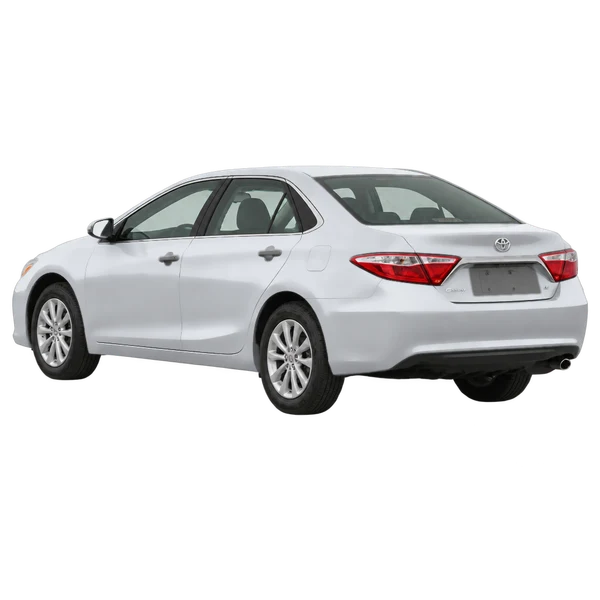 silver 2017 Toyota Camry rear three-quarter (facing left) view