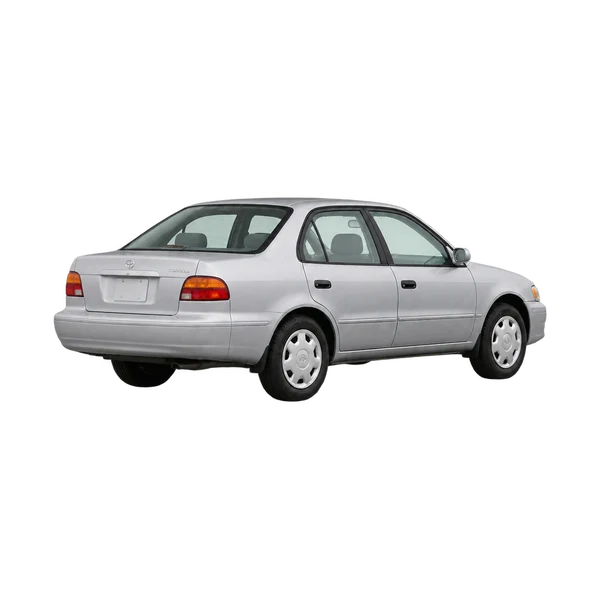silver 2002 Toyota Corolla rear three-quarter (facing left) view