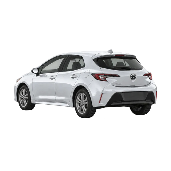 silver 2022 Toyota Corolla Hatchback rear three-quarter (facing left) view
