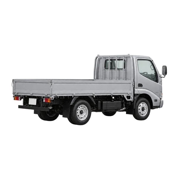 silver 2015 Toyota Dyna rear three-quarter (facing left) view
