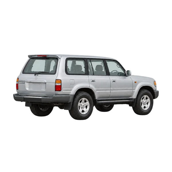silver 1995 Toyota Land Cruiser rear three-quarter (facing left) view