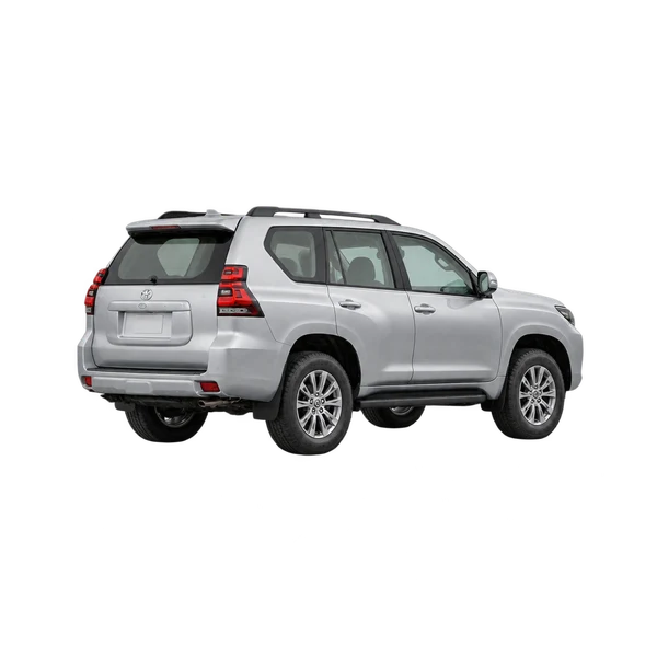 silver 2025 Toyota Land Cruiser (150 Series) rear three-quarter (facing left) view