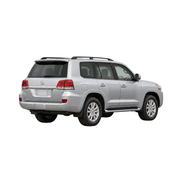 silver 2015 Toyota Land Cruiser (200 Series) rear three-quarter (facing left) view
