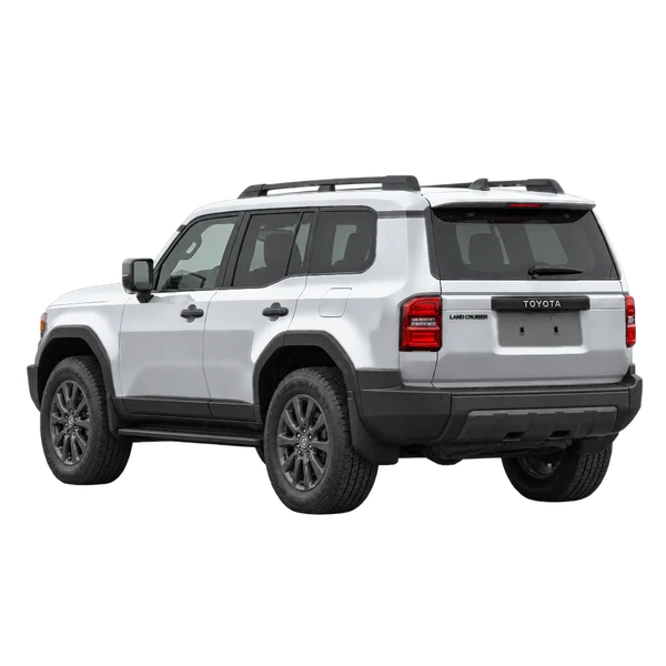 silver 2025 Toyota Landcruiser rear three-quarter (facing left) view