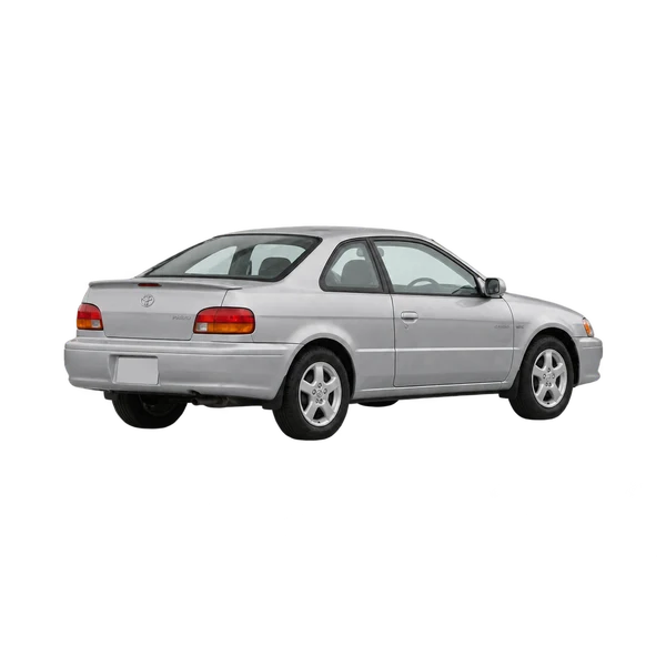 silver 2025 Toyota Paseo rear three-quarter (facing left) view