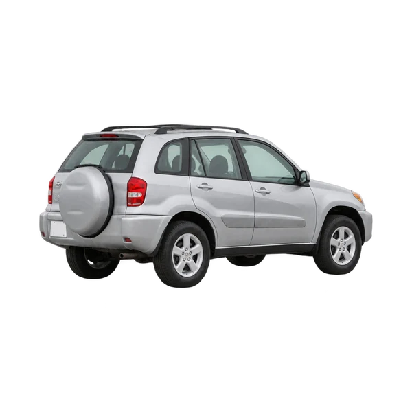 silver 2003 Toyota RAV4 rear three-quarter (facing left) view