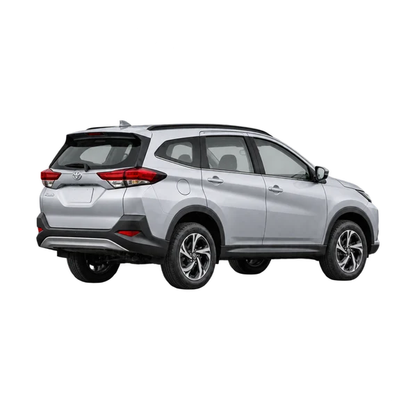silver 2020 Toyota Rush rear three-quarter (facing left) view