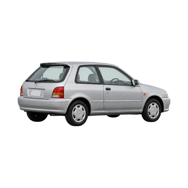 silver 1995 Toyota Starlet rear three-quarter (facing left) view