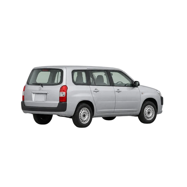 silver 2020 Toyota Succeed rear three-quarter (facing left) view