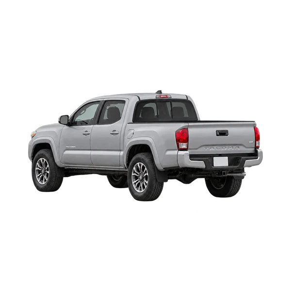 silver 2021 Toyota Tacoma rear three-quarter (facing left) view