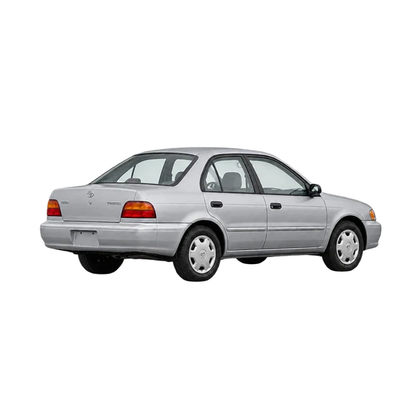 silver 1998 Toyota Tercel rear three-quarter (facing left) view