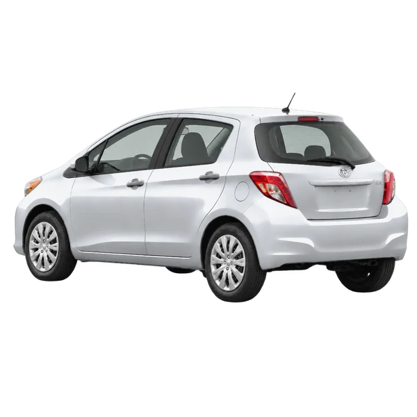 silver 2014 Toyota Yaris rear three-quarter (facing left) view