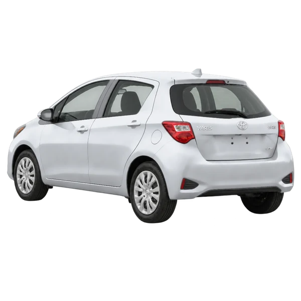 silver 2021 Toyota Yaris rear three-quarter (facing left) view