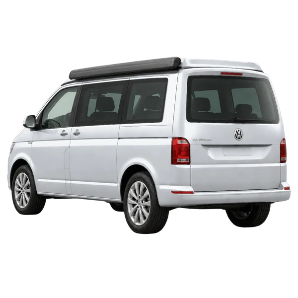 silver 2016 Volkswagen California rear three-quarter (facing left) view