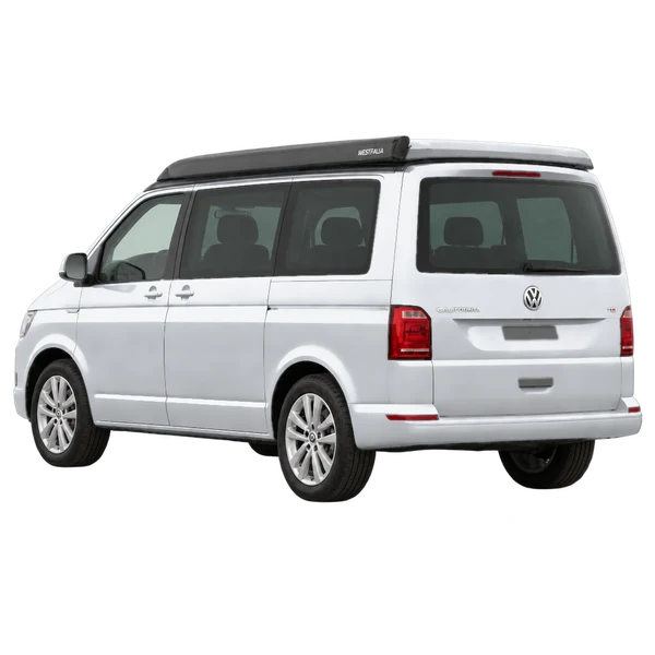 silver 2018 Volkswagen California rear three-quarter (facing left) view