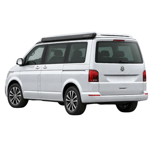 silver 2024 Volkswagen California rear three-quarter (facing left) view
