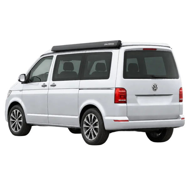 silver 2025 Volkswagen California rear three-quarter (facing left) view