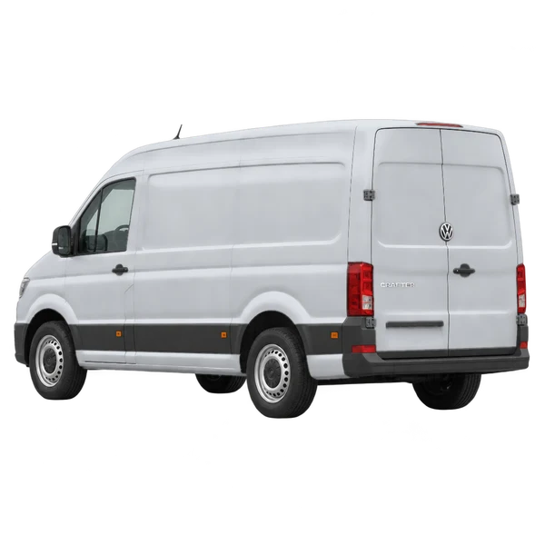 silver 2021 Volkswagen Crafter rear three-quarter (facing left) view
