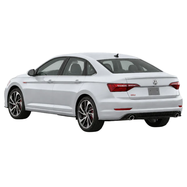 silver 2024 Volkswagen Jetta GLI rear three-quarter (facing left) view