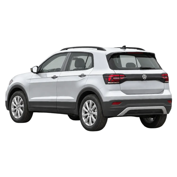 silver 2026 Volkswagen T-Cross rear three-quarter (facing left) view