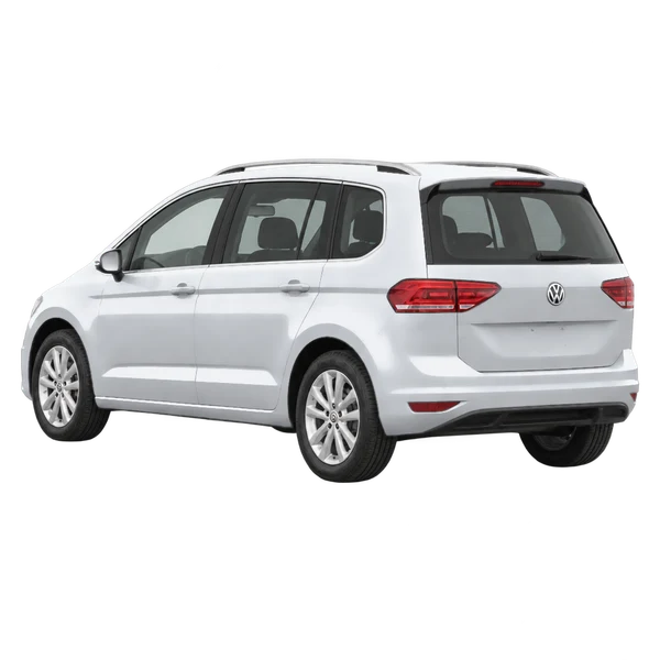 silver 2019 Volkswagen Touran rear three-quarter (facing left) view