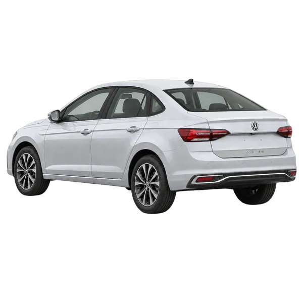 silver 2024 Volkswagen Virtus rear three-quarter (facing left) view