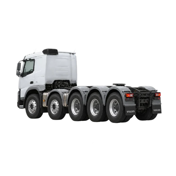 silver 2024 Volvo FMX 460 10X4 rear three-quarter (facing left) view