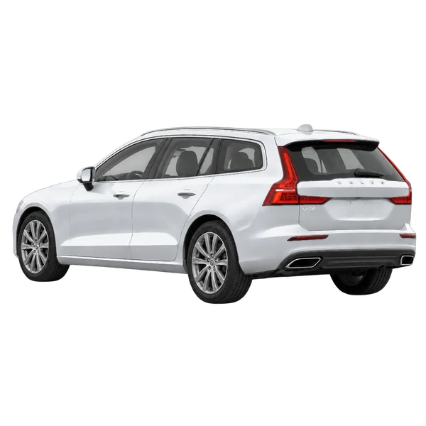 silver 2021 Volvo V60 rear three-quarter (facing left) view