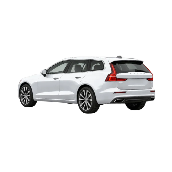 silver 2026 Volvo V60 rear three-quarter (facing left) view