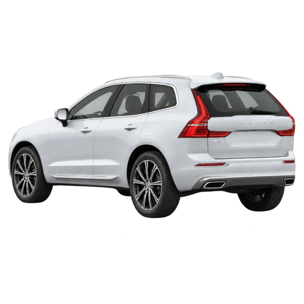 silver 2027 Volvo XC60 rear three-quarter (facing left) view