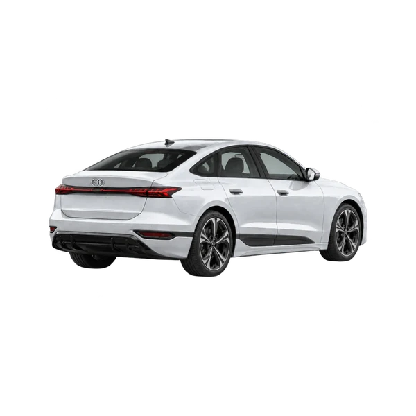 silver 2027 Audi A6 e-tron rear three-quarter (facing right) view