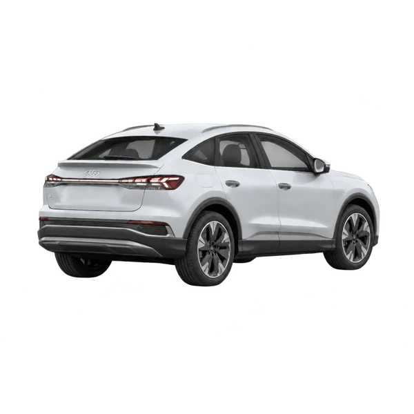 silver 2024 Audi Q4 Sportback E-Tron rear three-quarter (facing right) view
