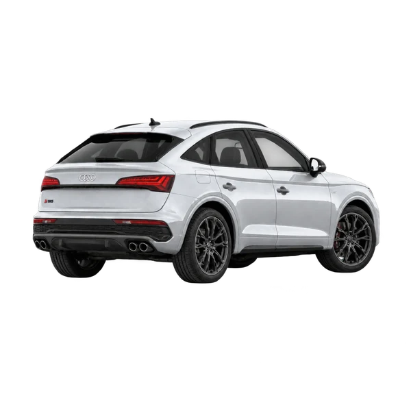 silver 2026 Audi SQ5 Sportback rear three-quarter (facing right) view