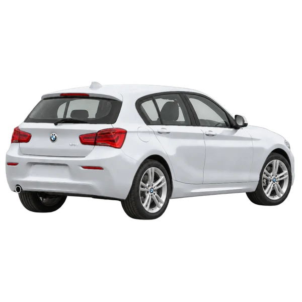 silver 2019 BMW 125I rear three-quarter (facing right) view