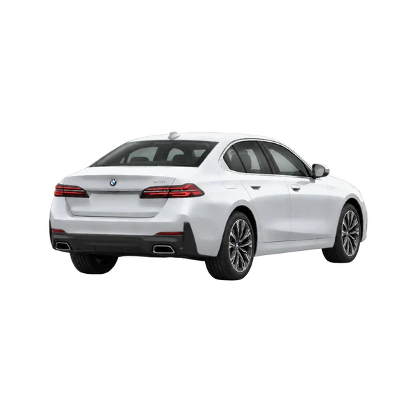 silver 2026 BMW 540i rear three-quarter (facing right) view
