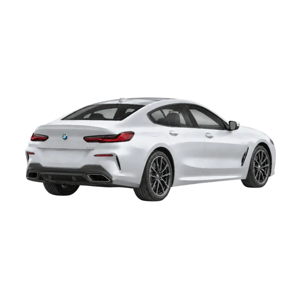 silver 2022 BMW 840i rear three-quarter (facing right) view