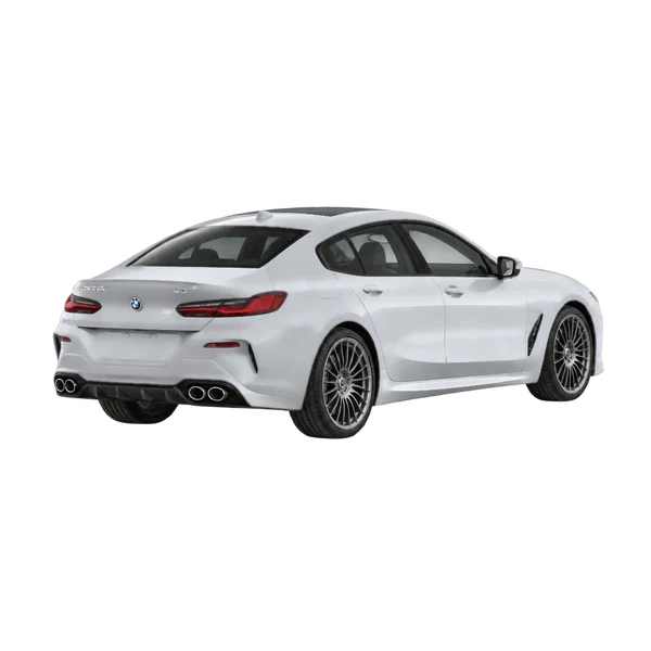 silver 2022 BMW Alpina B8 rear three-quarter (facing right) view