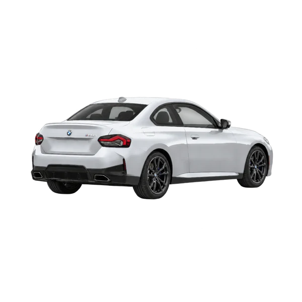 silver 2023 BMW M240i rear three-quarter (facing right) view