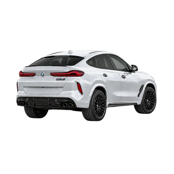 silver 2027 BMW X6 M Competition rear three-quarter (facing right) view