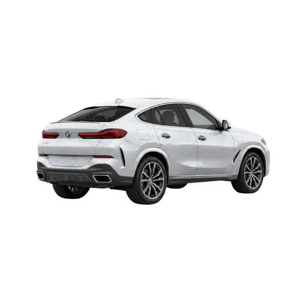 silver 2027 BMW X6 xDrive40i rear three-quarter (facing right) view