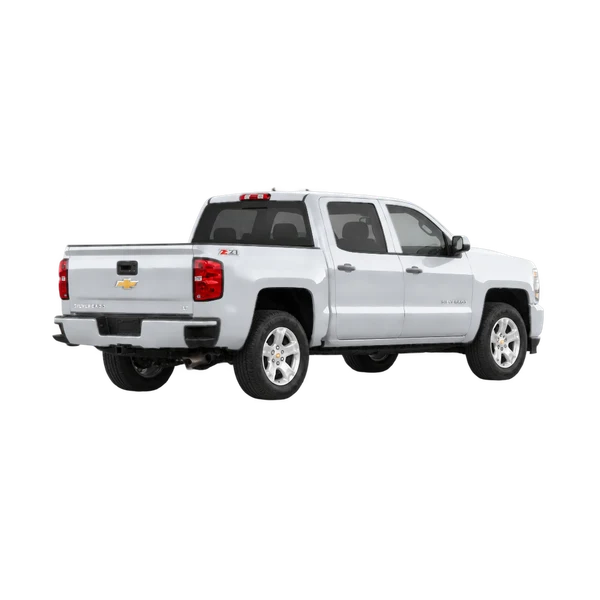 silver 2018 Chevrolet Silverado 1500 rear three-quarter (facing right) view