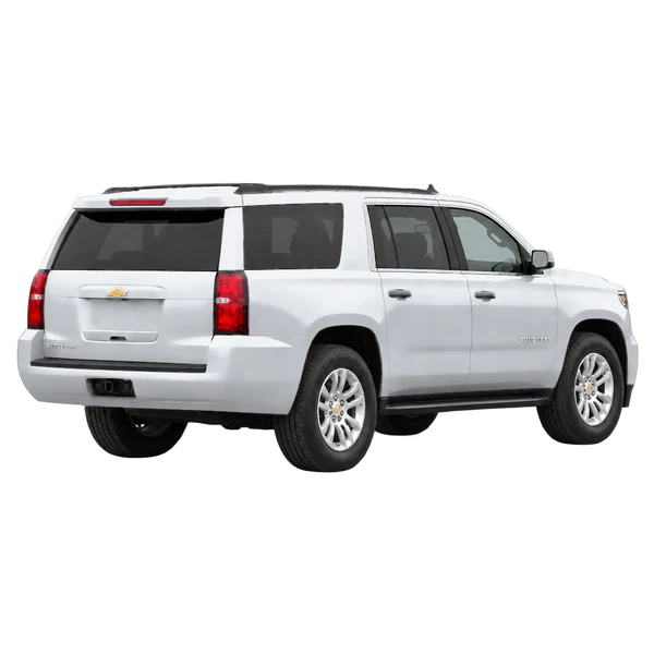 silver 2016 Chevrolet Suburban rear three-quarter (facing right) view