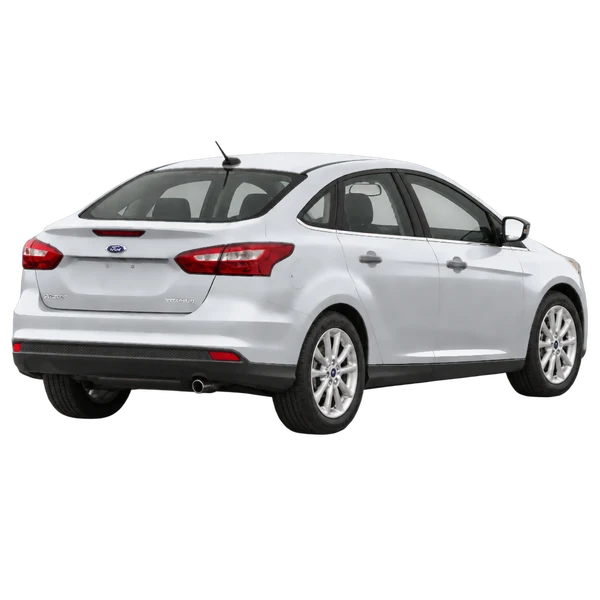 silver 2015 Ford Focus Titanium rear three-quarter (facing right) view