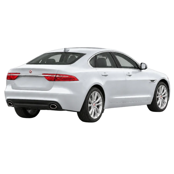 silver 2024 Jaguar XF Series rear three-quarter (facing right) view