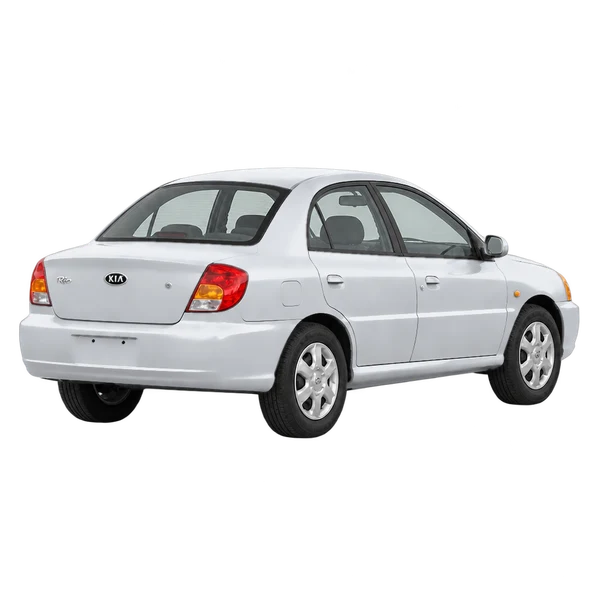 silver 2000 Kia Rio rear three-quarter (facing right) view